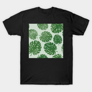 Palm leaves on light green T-Shirt